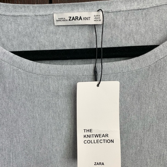 NWT Zara Knit Cropped Sweatshirt, Gray, Size Small - Picture 5 of 6